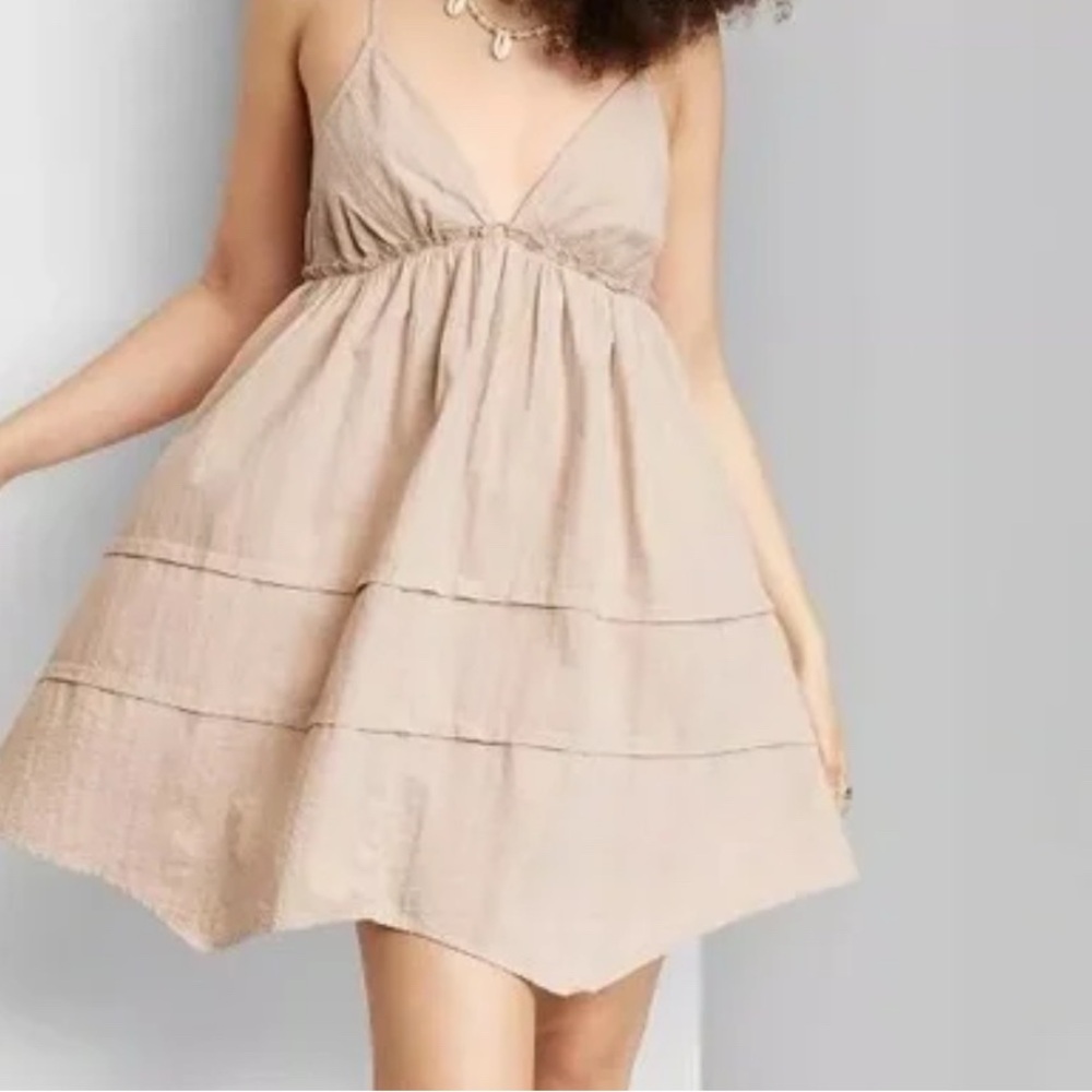 Wild Fable beige Tiered Mini Dress